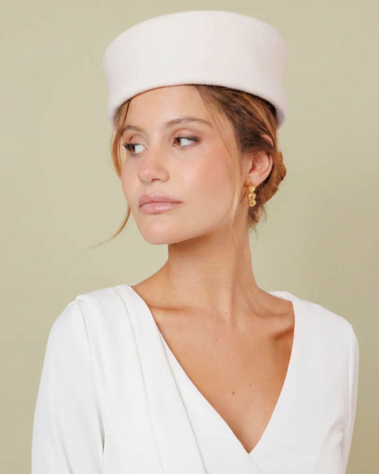 White Wool Rimmed Pillbox Hat – Celeste | The Liora Boutique